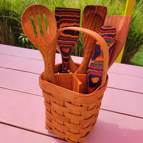 1996 Longaberger Utensil ~ Spoon Basket with Wood  Insert ~ Cottage! ~ - Picture 5 of 16